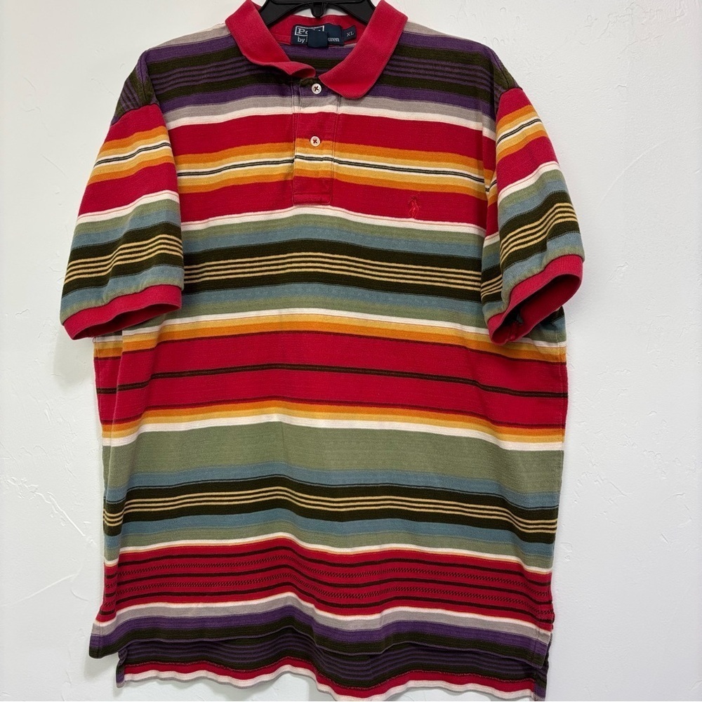 VTG Polo Ralph Lauren Men's XL Cotton Short Sleeve Striped Southwestern Colorful